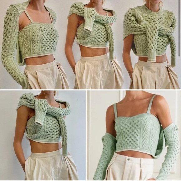 ROSIE ASSOULIN Thousand in One Ways Floral Convertible Cami Sweater Ivory XS - Picture 4 of 10